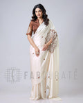 New Fancy Soft Crepe off-white Silk Saree
