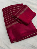 Elegant Wine Pink Viscose Georgette Saree with Satin Patti Border & Running Blouse