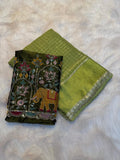 Elegant Viscose Georgette Saree with Multi Bits Sequence Work Blouse - PARROT