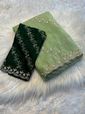 Soft Crunchy Embroidery Saree with Stone Work & Cutwork Finish-pista
