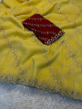 Soft Crunchy Embroidery Saree with Stone Work & Cutwork Finish- yellow