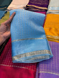 Elegant Bloom Georgette sky Saree With Running Blouse