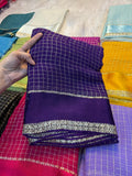 Elegant Bloom Georgette navy blue Saree With Running Blouse