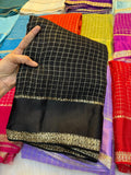 Elegant Bloom Georgette black Saree With Running Blouse