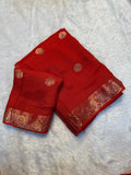 Elegant Pure Viscose Soft Jute Khadi Saree with Heavy Border & Jacquard Butta - red