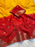 Pure Viscose Weaving Jacquard Saree with Matching Blouse – Premium 2D Concept Saree yellow