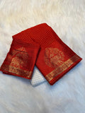 Red & White Zari Weaving Chinon Saree