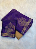 Purple & Gold Zari Weaving Chinon Saree