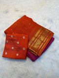 Elegant Viscose Georgette Saree with 2D Concept & Premium Dola Silk Blouse- Orange & Pink