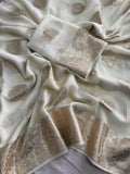 Elegant Viscose Georgette white Saree With Running Blouse