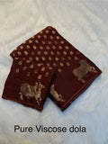 Elegant Viscose Dola Crepe Silk Saree with Chit Pallu & Zari Border - brown