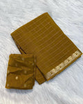 New Colour Mustard Brown Viscose Georgette Saree With Viscose Blouse