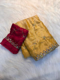 Designer Fancy Saree with Handwork Embellishments & Elegant Sequence Border - YELLOW