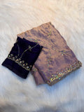 Pure Soft Star Georgette Rangoli Silk Saree with Elegant Contrast Embroidery Work Blouse - PINK