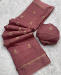 Elegant Woven Designer Saree with Minimal Motif Detailing and Rich Border : PEACH