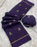 Elegant Woven Designer Saree with Minimal Motif Detailing and Rich Border : PURPLE