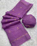 Elegant Woven Designer Saree with Minimal Motif Detailing and Rich Border : Lavender