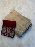 Traditional Party Wear Saree with Intricate Embroidery Work - CREAM