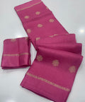 Soft Viscose Khadi Silk Designer Saree with Satin Border light pink