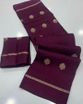 Soft Viscose Khadi Silk Designer Saree with Satin Border WINE