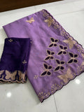 Designer Star Georgette Saree with Multi Embroidery Work - PURPLE
