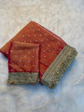 Royal Orange NC Moss Satin Saree with Maharani Big Border