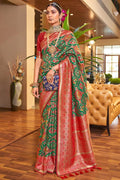 Banarasi Patola Silk GREEN Saree With Blouse Piece