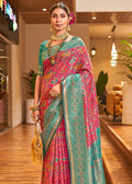 Banarasi Patola Silk pink Saree With Blouse Piece