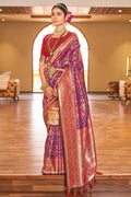 Banarasi Patola Silk PURPLE Saree With Blouse Piece