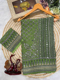 Madhubani Mirror Grace Saree   GREEN