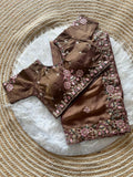 Luxury Khadi Moss Silk Designer Saree - BROWN