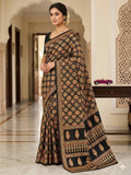 Royal Black Banarasi Style Woven Saree with Traditional Motifs