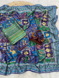Noor-e-Mirror Chinnon Saree- BLUE