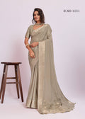 Royal Weaving Chinno Fabric Saree With Floral Pallu & Rich Heavy Border - CREAM