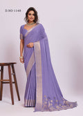 Royal Weaving Chinno Fabric Saree With Floral Pallu & Rich Heavy Border - LAVENDER