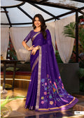 Premium Chinno Viscose Saree with Zari Butti & Parrot Foil Pallu – Elegant Designer Collection - PURPLE