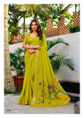 Premium Chinno Viscose Saree with Zari Butti & Parrot Foil Pallu – Elegant Designer Collection - YELLOW