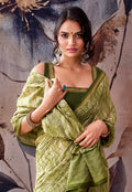 Elegant Floral Designer Saree - MAHENDI