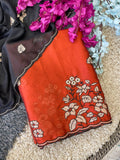 Elegance Premium Rangoli Silk Saree with Floral Zari Embroidery & Designer Blouse -ORANGE