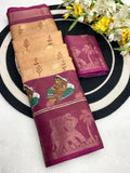 Elegant Two-Tone Floral Moss Mellow Saree with Jacquard Border & Designer Blouse - GOLDEN YELLOW