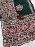 Heritage Ajrakh Glam Saree- GREEN