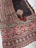 Heritage Ajrakh Glam Saree- BROWN